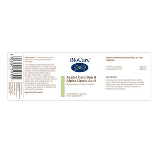 BioCare Acetyl Carnitine & Alpha Lipoic Acid 30 Capsules
