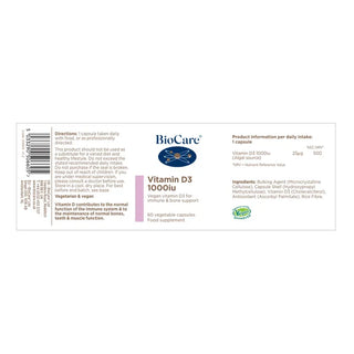 BioCare Vitamin D3 1000iu 60 Capsules