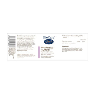 BioCare Vitamin D3 4000iu 30 Capsules